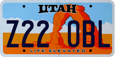 UT license plate Z220BL