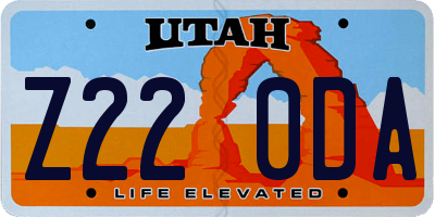 UT license plate Z220DA
