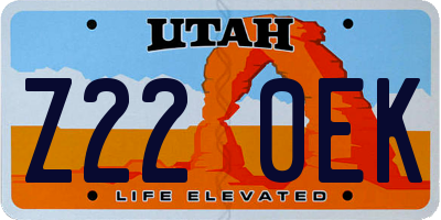 UT license plate Z220EK