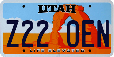 UT license plate Z220EN