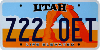 UT license plate Z220ET