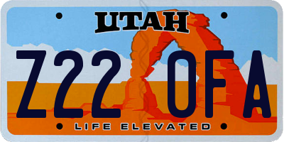 UT license plate Z220FA