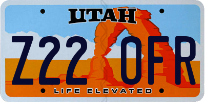 UT license plate Z220FR