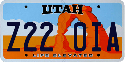 UT license plate Z220IA