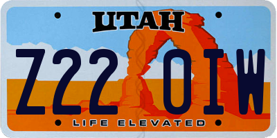 UT license plate Z220IW