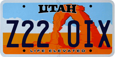 UT license plate Z220IX