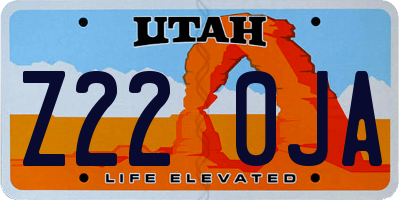 UT license plate Z220JA