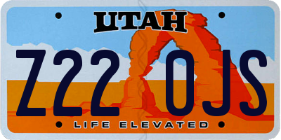 UT license plate Z220JS