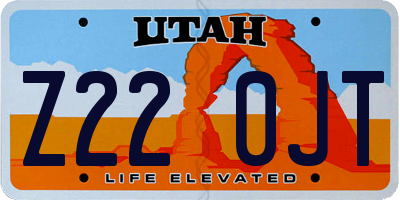 UT license plate Z220JT