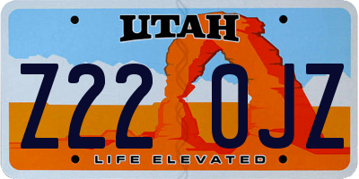 UT license plate Z220JZ