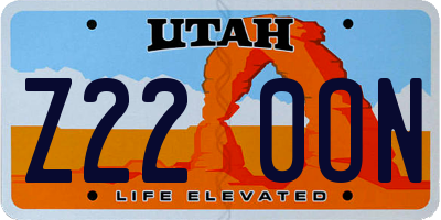 UT license plate Z220ON