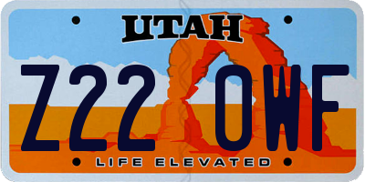 UT license plate Z220WF