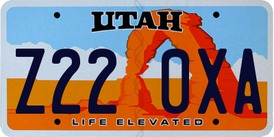 UT license plate Z220XA