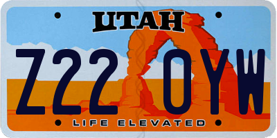 UT license plate Z220YW