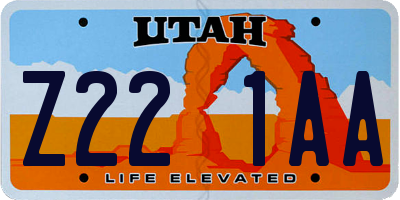 UT license plate Z221AA
