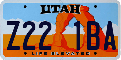 UT license plate Z221BA