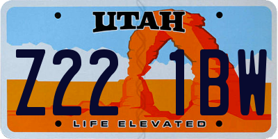 UT license plate Z221BW