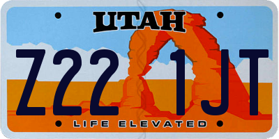 UT license plate Z221JT