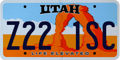 UT license plate Z221SC