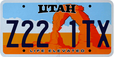 UT license plate Z221TX