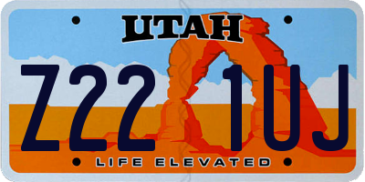 UT license plate Z221UJ