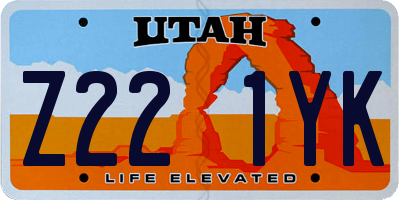 UT license plate Z221YK