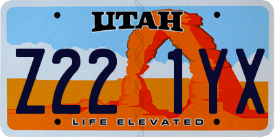 UT license plate Z221YX