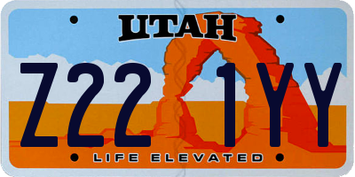 UT license plate Z221YY