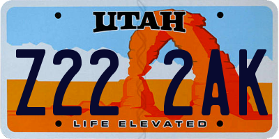 UT license plate Z222AK