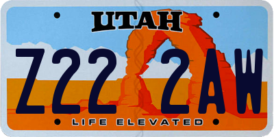 UT license plate Z222AW