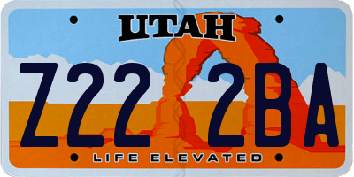 UT license plate Z222BA