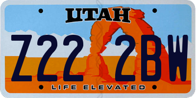 UT license plate Z222BW