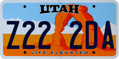 UT license plate Z222DA