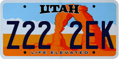 UT license plate Z222EK
