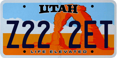 UT license plate Z222ET