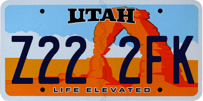UT license plate Z222FK