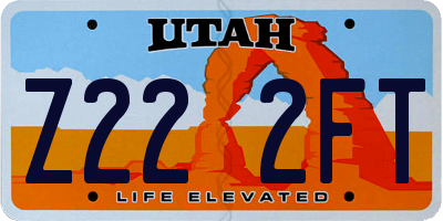 UT license plate Z222FT