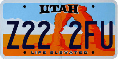 UT license plate Z222FU