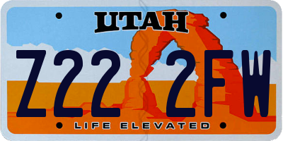 UT license plate Z222FW