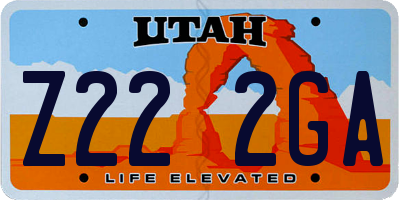 UT license plate Z222GA