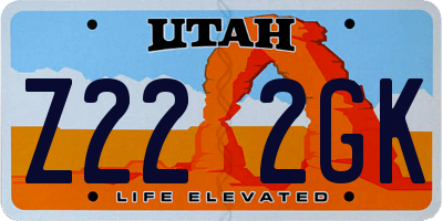 UT license plate Z222GK