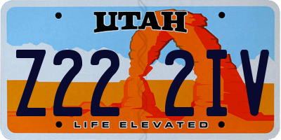 UT license plate Z222IV