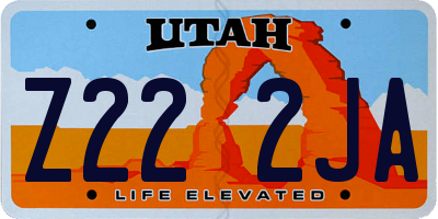UT license plate Z222JA