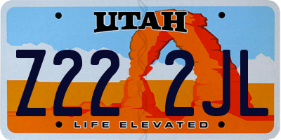 UT license plate Z222JL