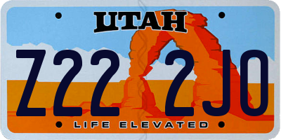 UT license plate Z222JO