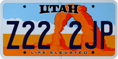 UT license plate Z222JP