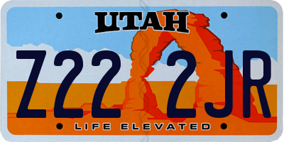UT license plate Z222JR