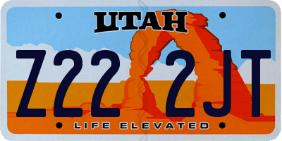 UT license plate Z222JT