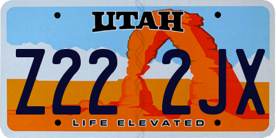 UT license plate Z222JX