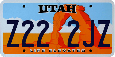 UT license plate Z222JZ